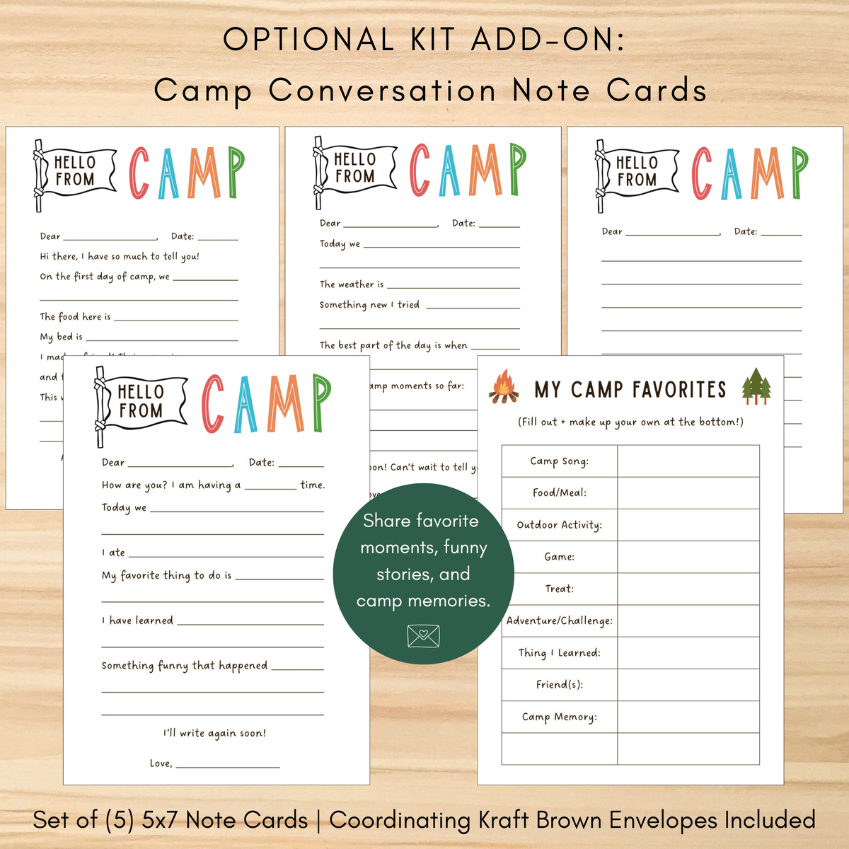 Personalized summer camp note card design for writing home from camp