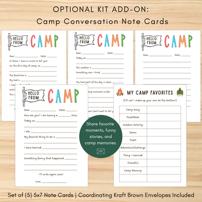 Personalized summer camp note card design for writing home from camp