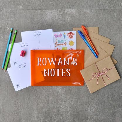 Personalized kids stationery with name printed on A2 note cards