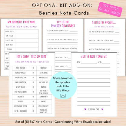 Besties conversation note cards add-on for personalized kids stationery