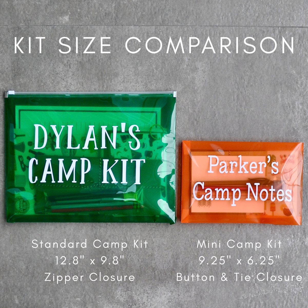 Notes from Camp mini kit size comparison with standard camp stationery