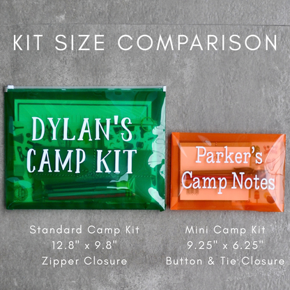 Notes from Camp mini kit size comparison with standard camp stationery