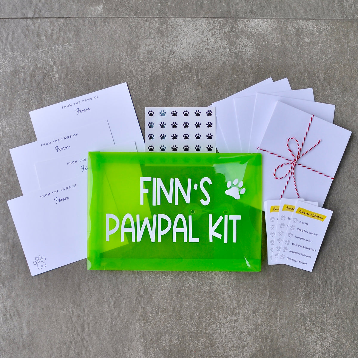 Personalized pet stationery note cards from the Pawpal Kit