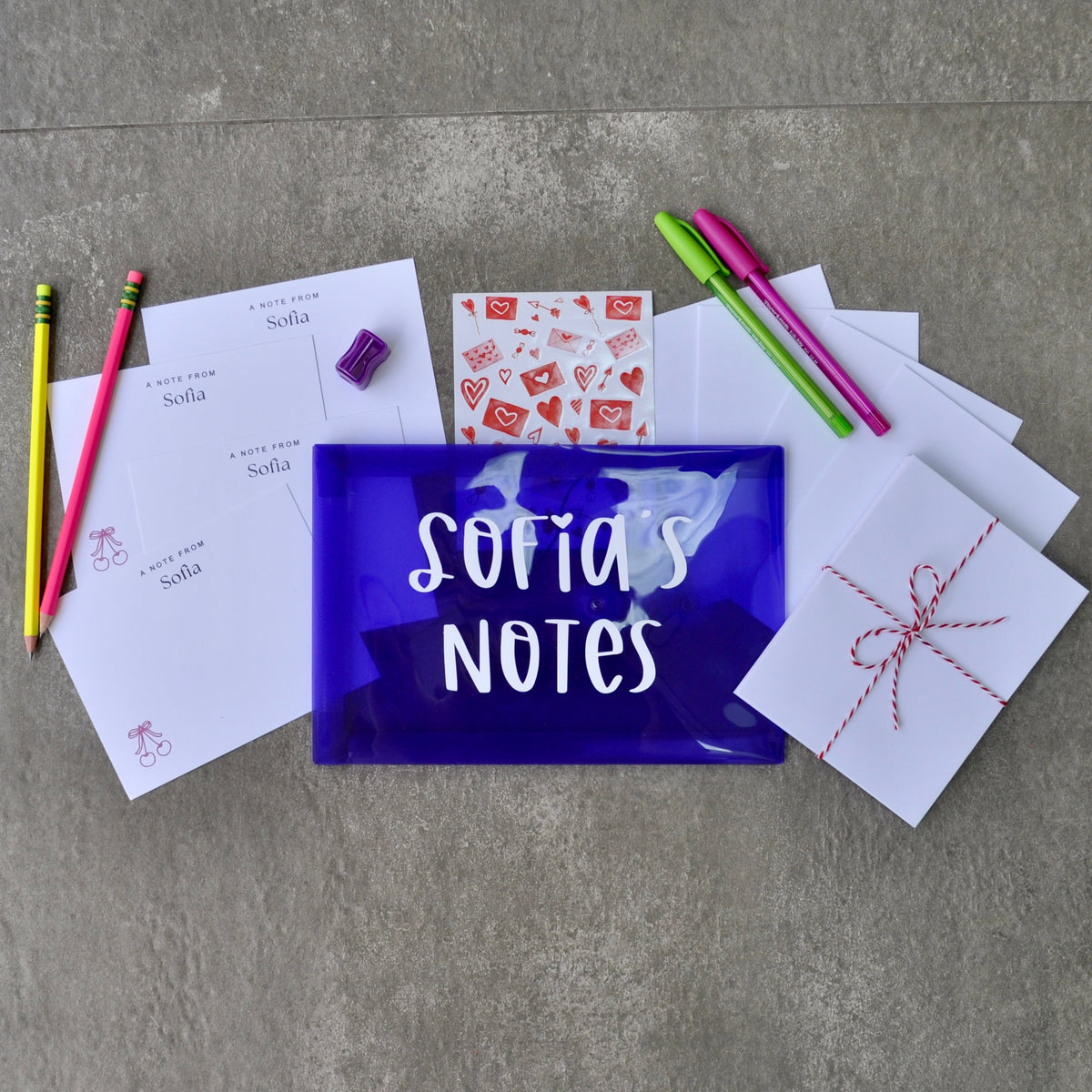 Kids mini stationery kit for pen pals, thank-you notes and happy mail