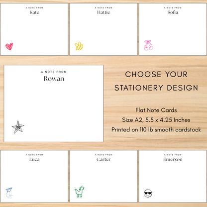 Personalized A2 note card designs for kids stationery kits