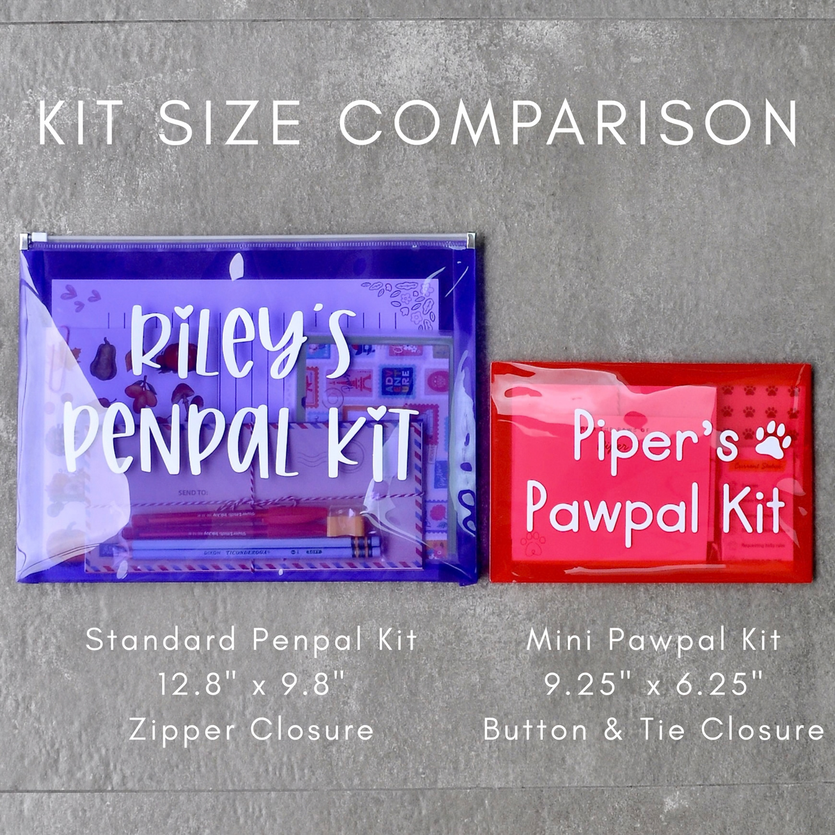 Pawpal Kit size comparison with standard penpal stationery