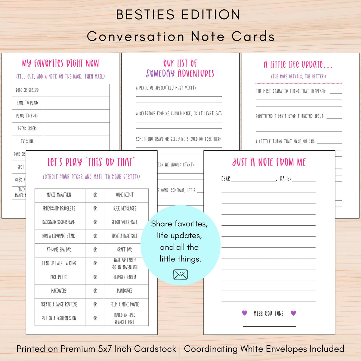 Besties Conversation Note Cards