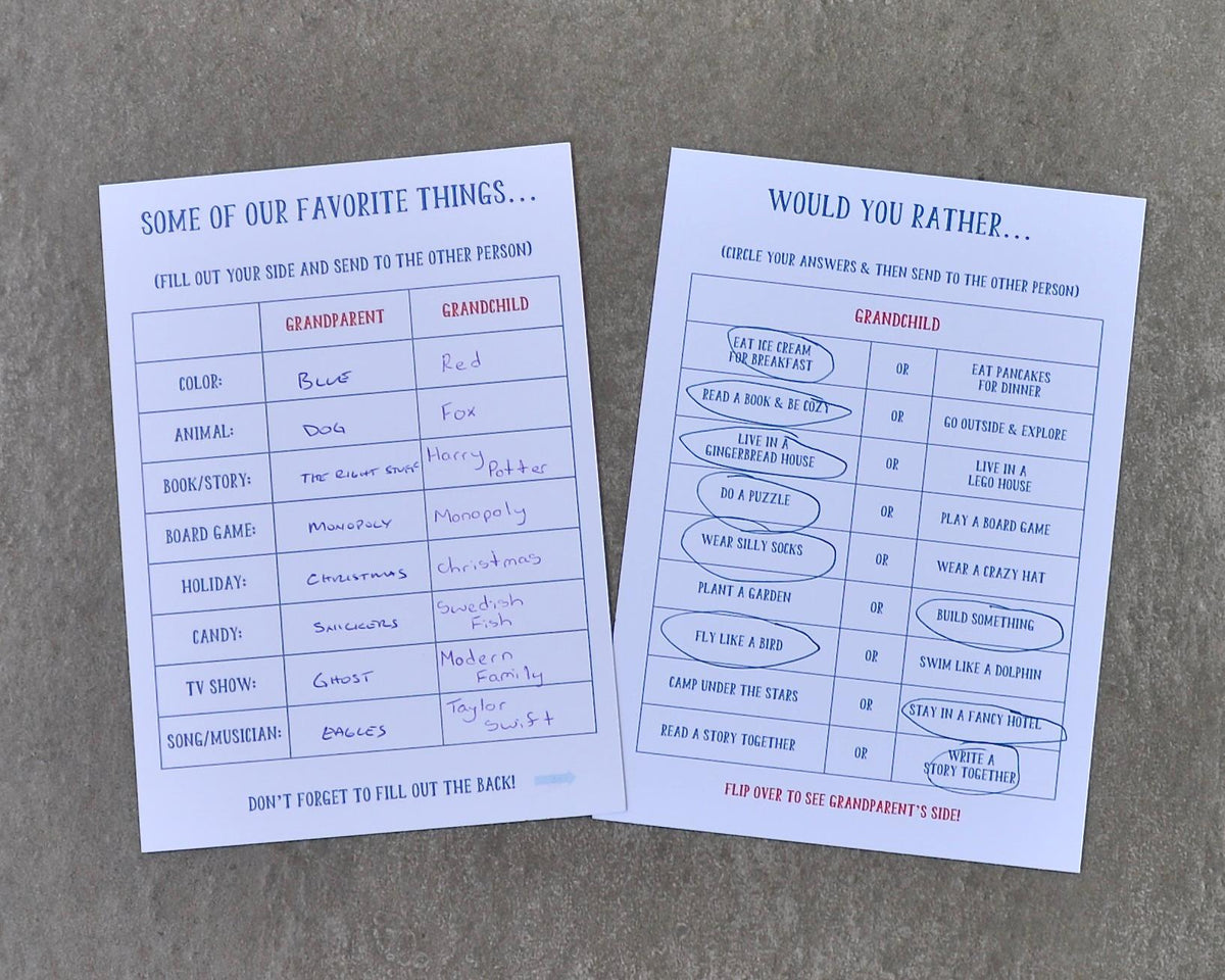 Grandchild Conversation Note Cards