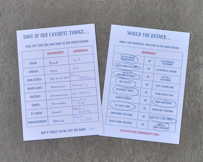 Grandchild Conversation Note Cards